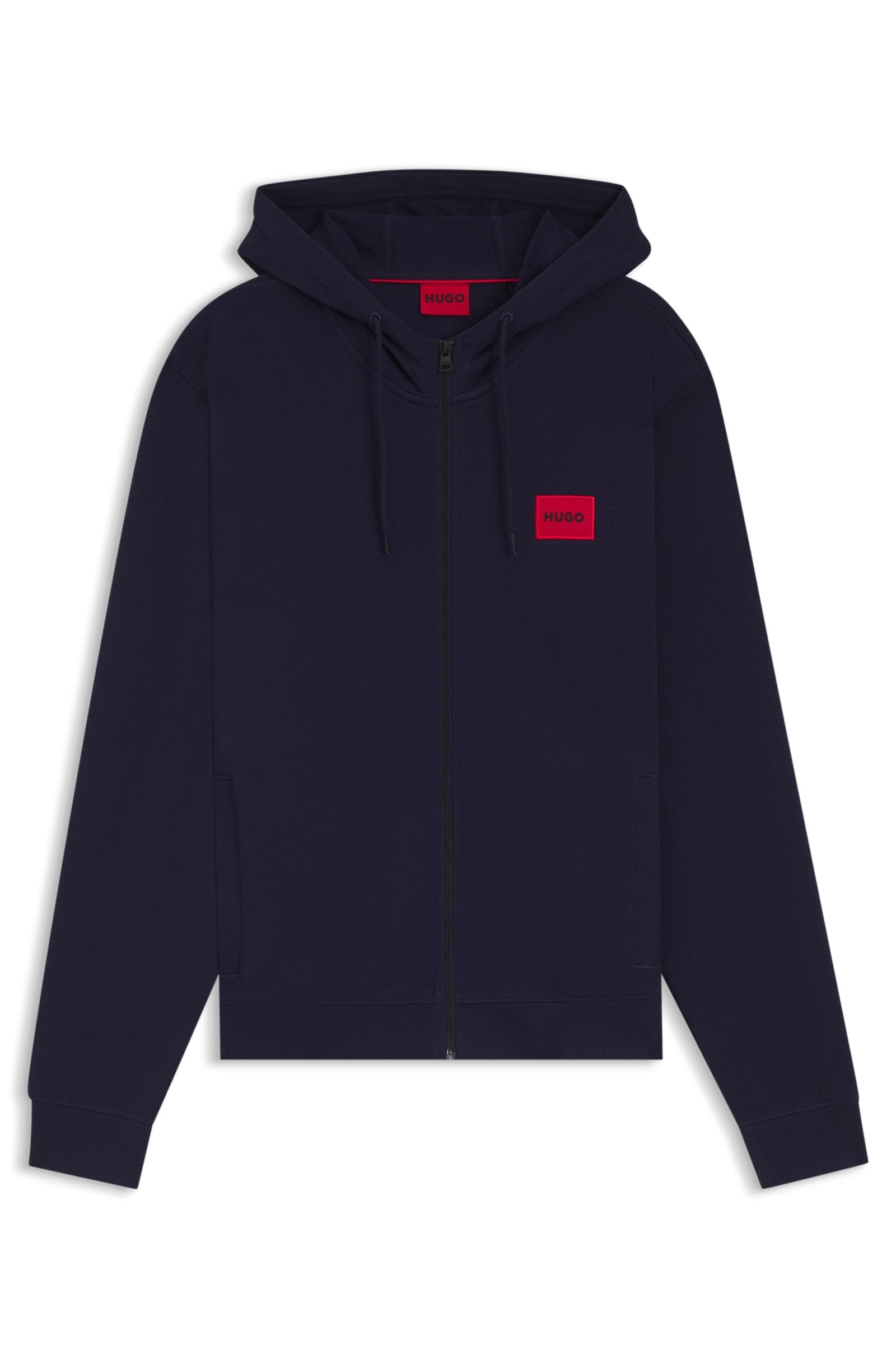 Prenda con capucha de felpa de algodón con cremallera y etiqueta con logo