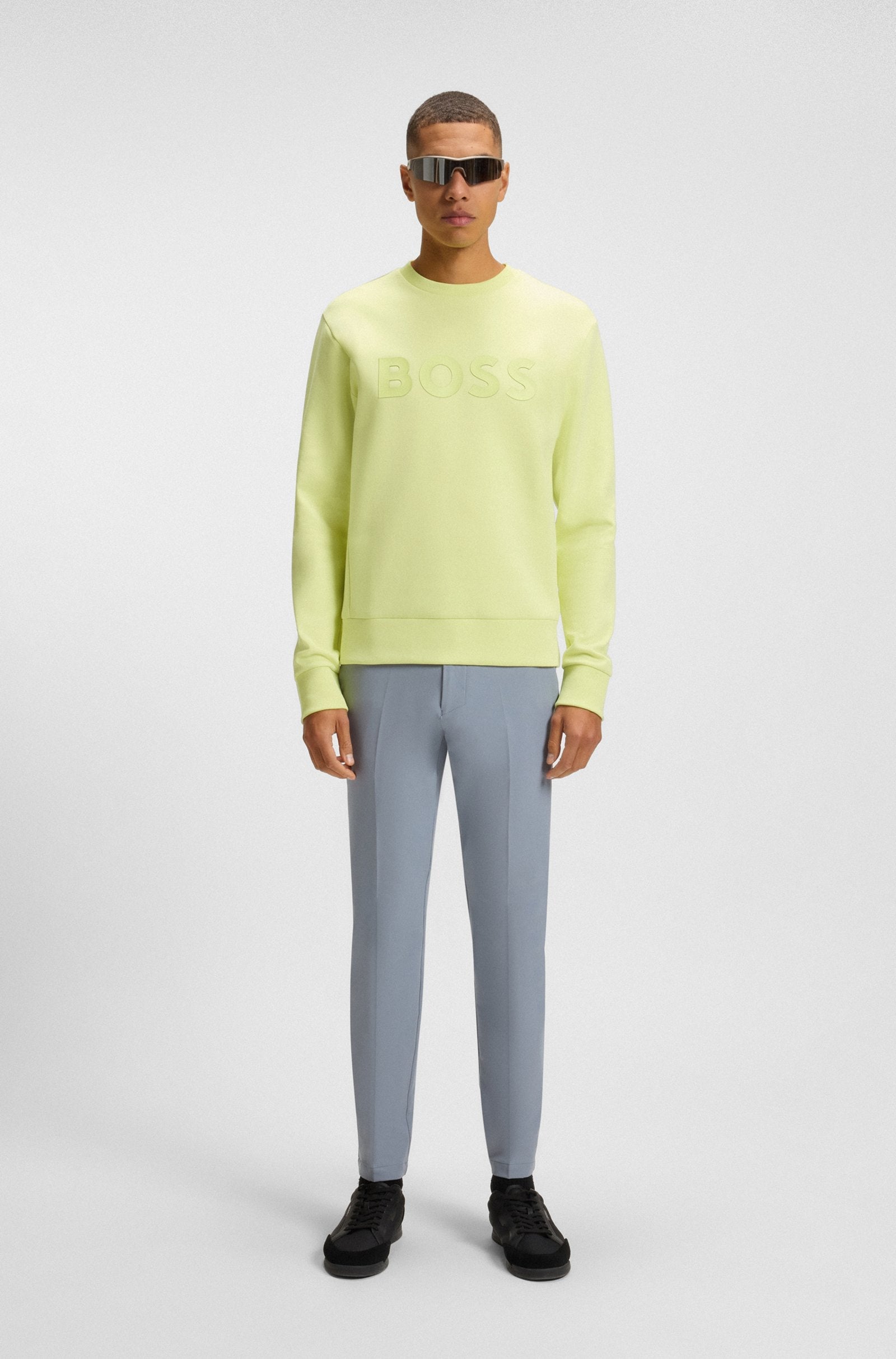 Sudadera de algodón elástico con logo tipo sándwich