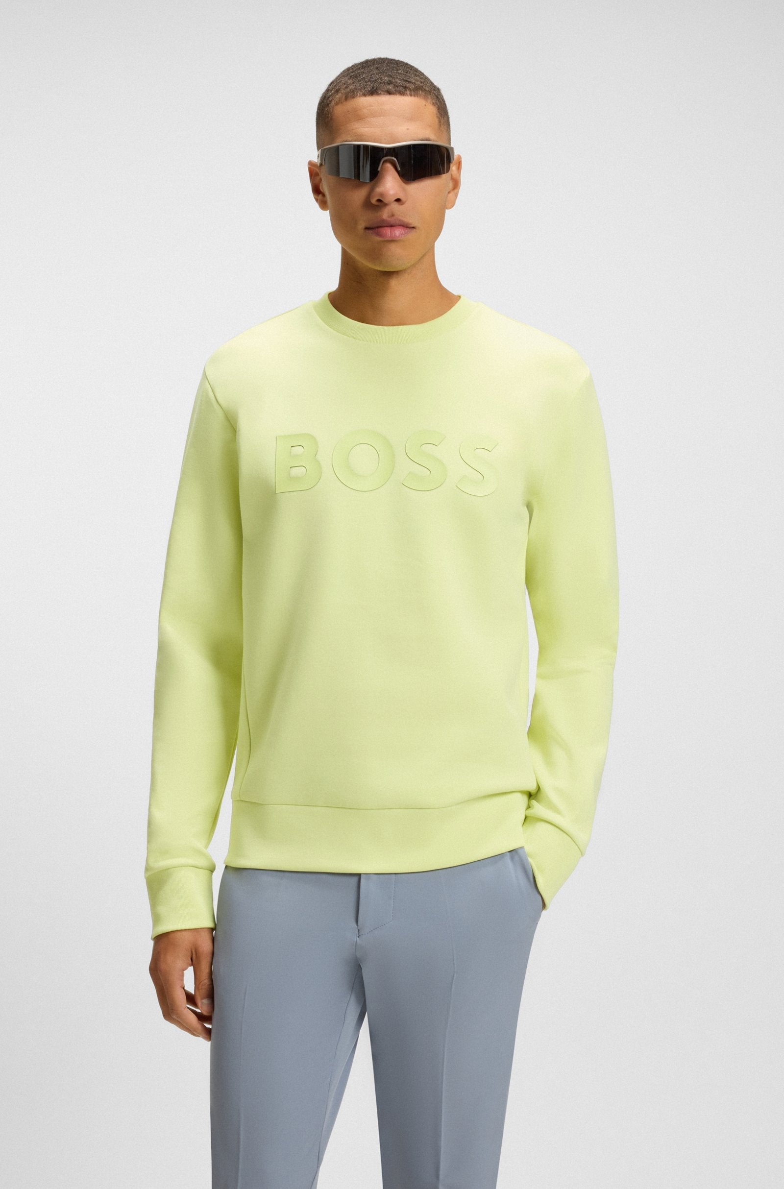 Sudadera de algodón elástico con logo tipo sándwich