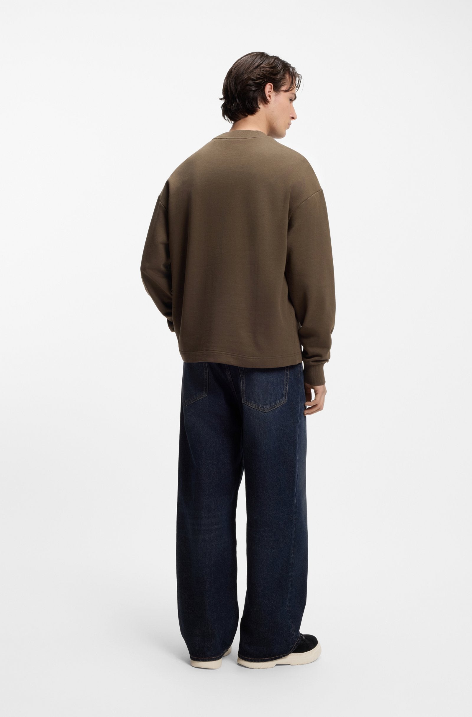 Sudadera de felpa de algodón con parche de logo azul