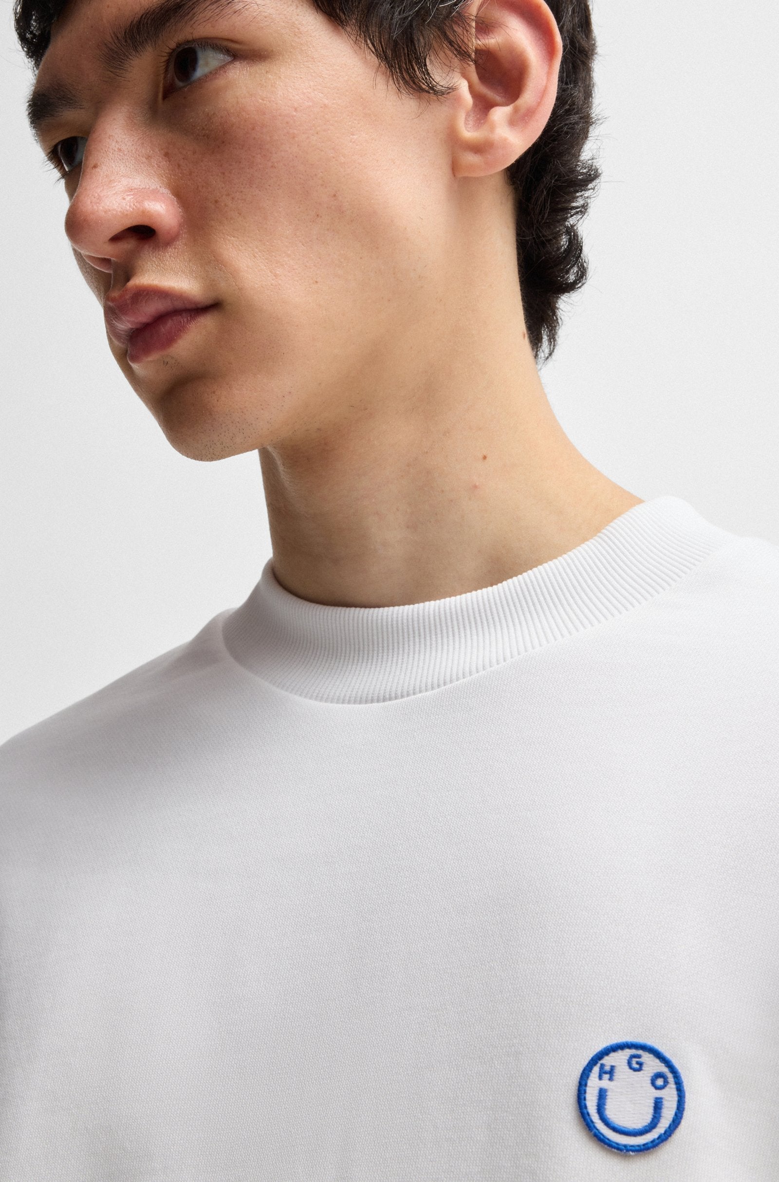 Sudadera de felpa de algodón con logo Happy HUGO