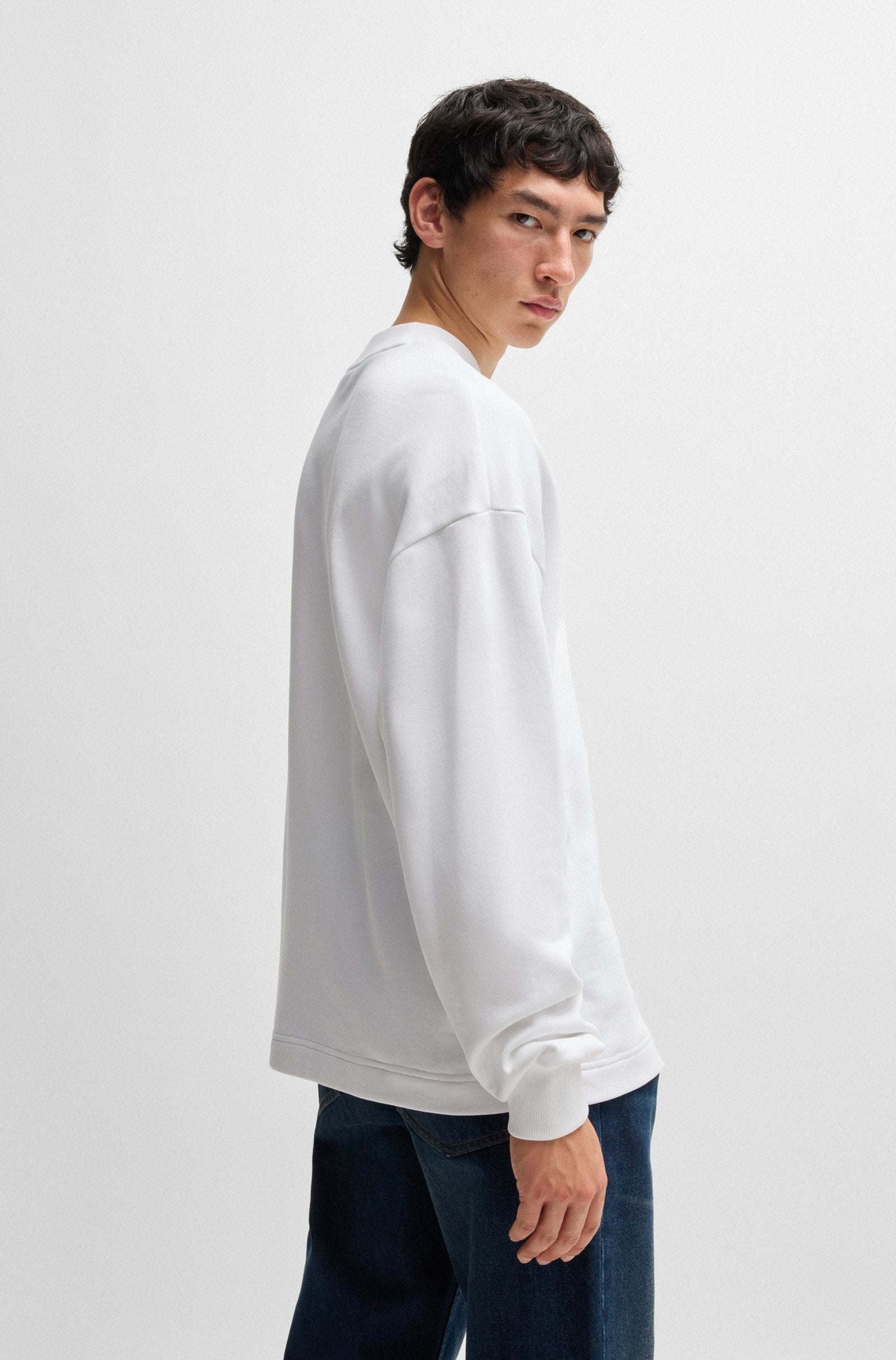 Sudadera de felpa de algodón con logo Happy HUGO