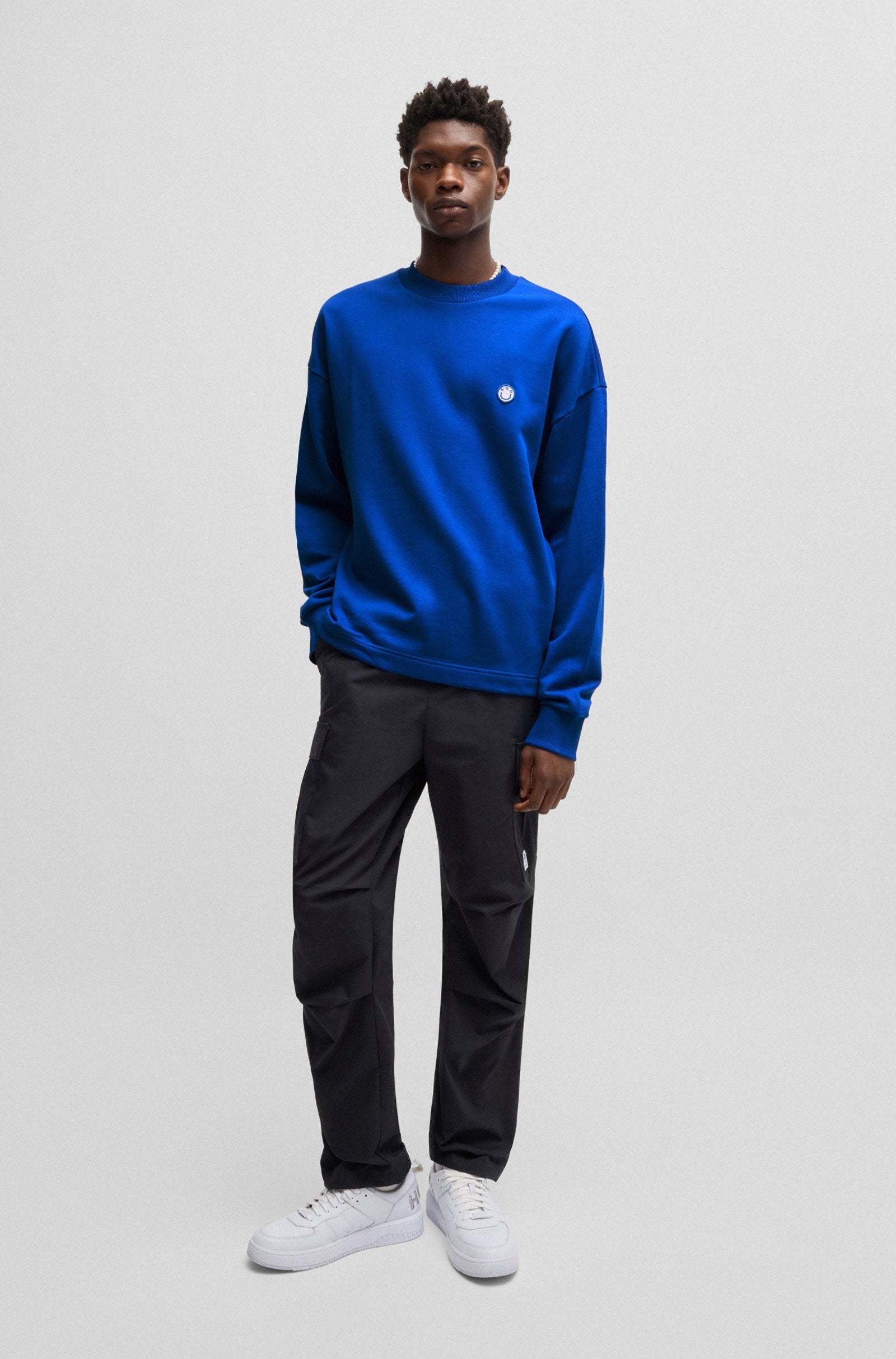 Sudadera de felpa de algodón con logo Happy HUGO