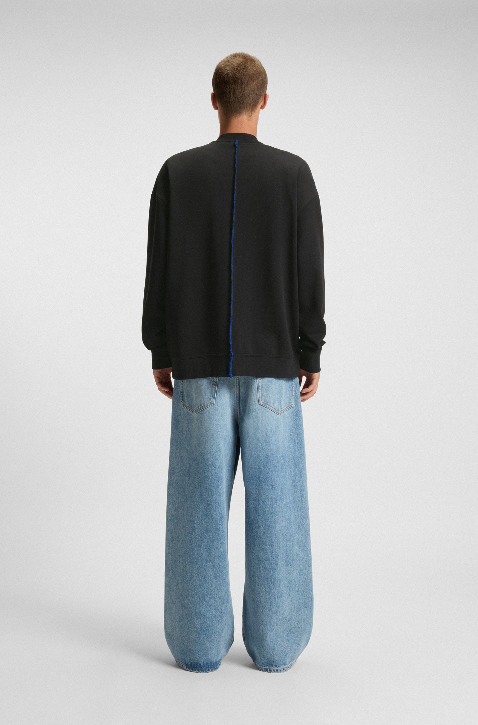 Sudadera de felpa de algodón con efecto a capas y mezcla de estampados