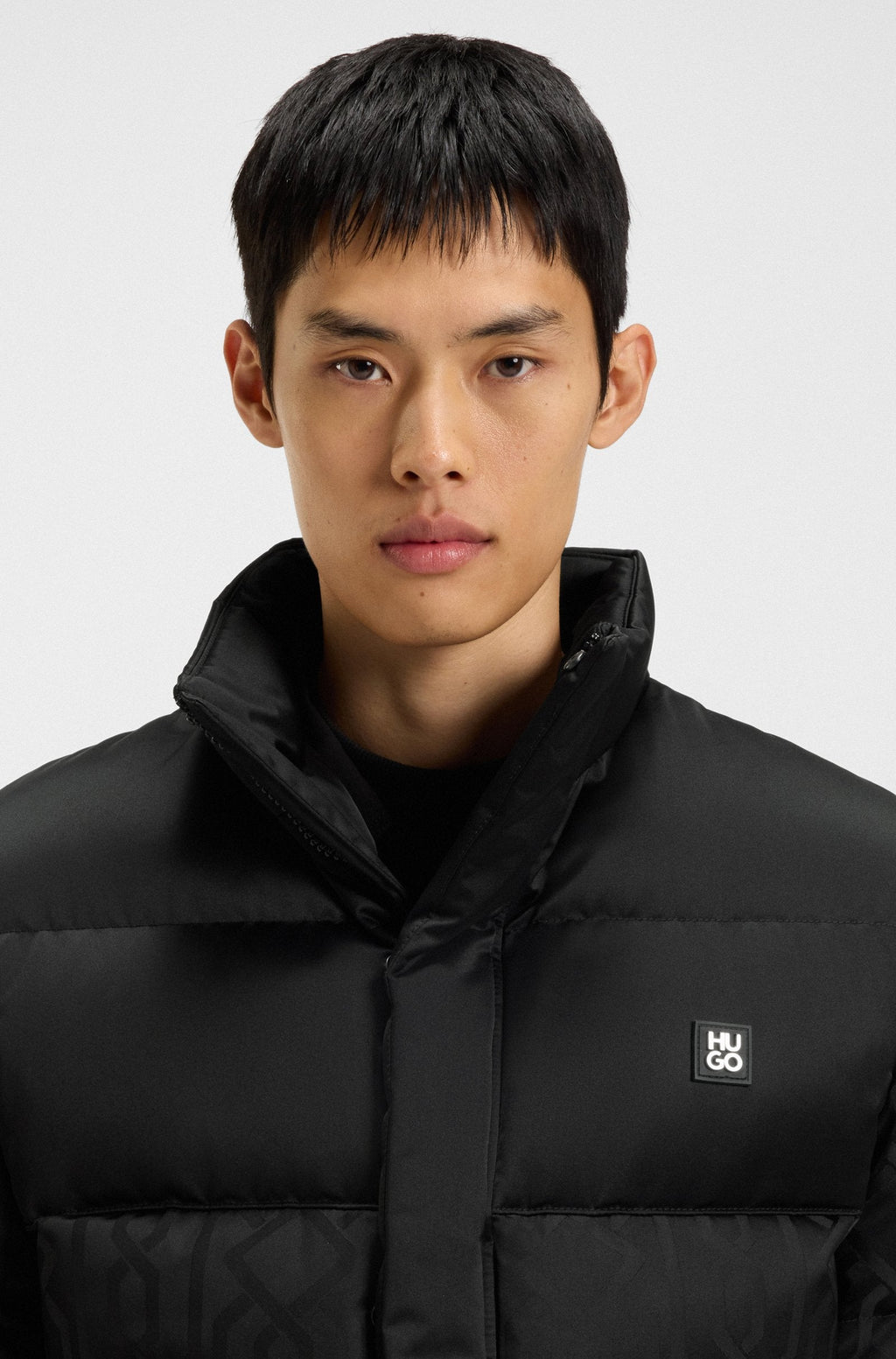 Cazadora repelente al agua con motivo en jacquard