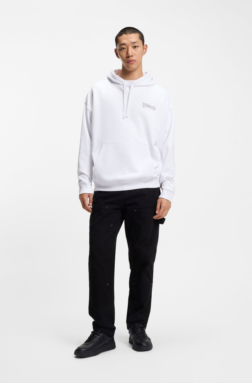 Sudadera de felpa de algodón con capucha y logos estampados