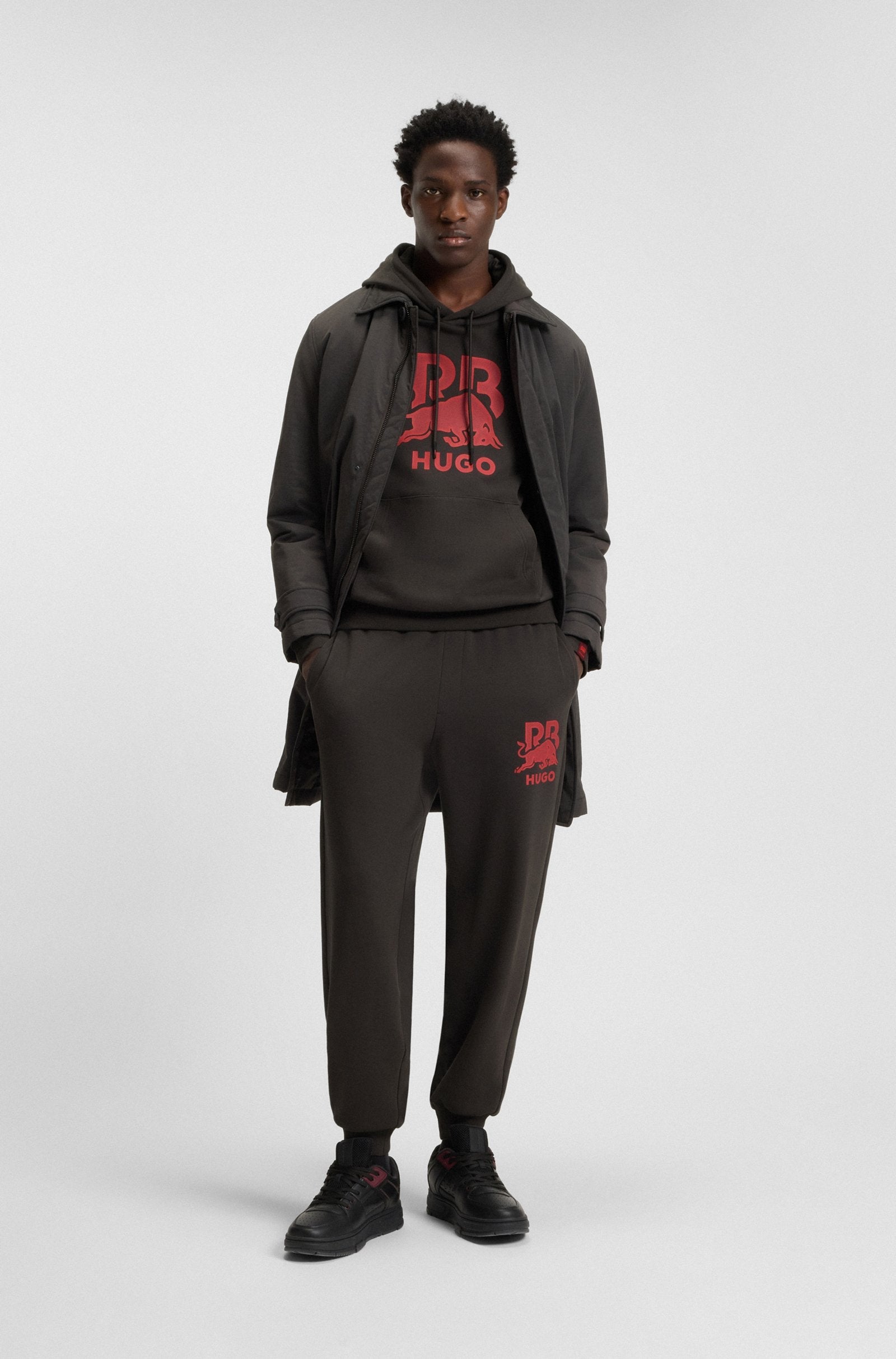 Prenda con capucha HUGO x RB de felpa de algodón con figura de toro