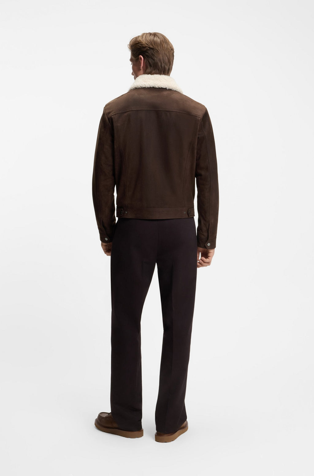 Cazadora de piel BECKHAM x BOSS con cuello de piel